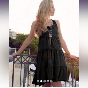 Seraphine Maternity Tiered Black Nursing Mini Dress Women’s Size 4